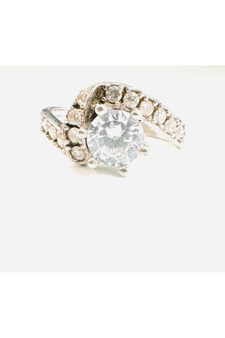 925 Ayar Gümüş Yüzük Alyans Parlak Zirkon Taşlı