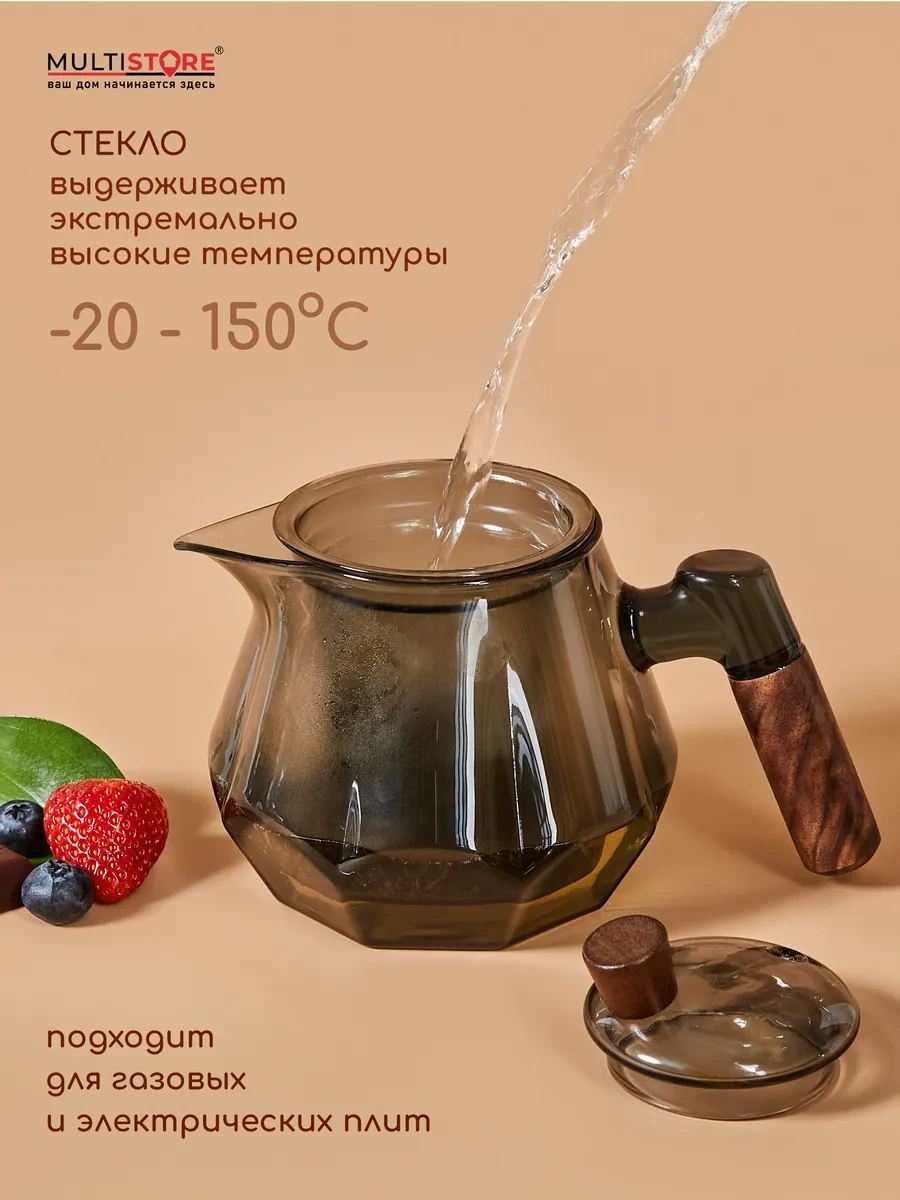 Multıstore Cam Demlik Çaydanlık 600 Ml Süzgeç İle Filtreli 347404969 Beyaz