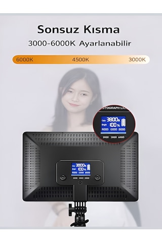 14 İnç Kare Soft Işık Led Panel Profesyonel Makyaj Fotoğraf Video Çekim Işığı Tripodlu