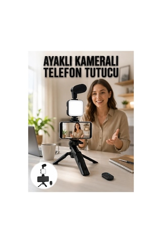 Led Işıklı Kumandalı Mikrofon Telefon Vlog Video Kayıt Yi Il