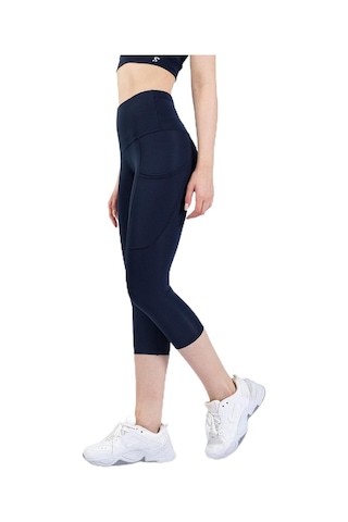 Tr Snc Kadın Yüksek Bel Kapri Yoga Tayt, Polyester Spandeks, Toparlayıcı Özellikli, Cepli, Siyah, Spor Ve Günlük Altın