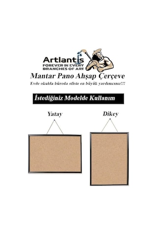 Mantar Pano Mdf Çerçeve 60x90 Cm 1 Adet Harita Çivisi Hediyeli Duvara Monte Mantar Çerçeve Evde Okulda Büroda Ofis Diğer