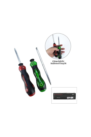 Lrd-155 Insulated Kademeli 2in1 Tornavida - Çift Taraflı Mıknatıslı Uç Silikon Saplı- 12'li Paket