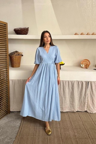 De'charme Bebe Mavi Müslin Uzun Elbise Diğer