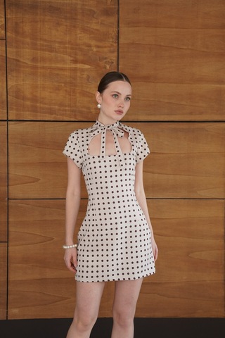 Verymoda Puantiyeli Saten Elbise D2978 Taş