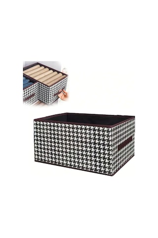 Xiyyadms Houndstooth Desenli Katlanabilir Depolama Kutusu - 44x30x20 Cm Non-woven Dokuma - Çekmeceli, Yığılabilir, Çok Amaçlı Giysi/ev Eşyaları Saklama Kutusu Kapak Ve Bölme Yok