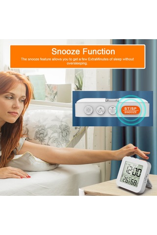 Skycity Beyaz İngilizce Lcd Ekranlı Çok Fonksiyonlu Saat - Sıcaklık, Nem Ölçer, İki Alarm Ve Döngüsel Zamanlayıcı