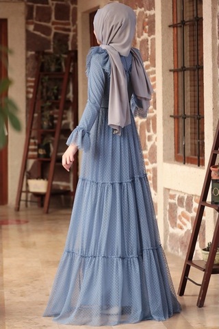 Amine Hüma Damla Elbise Indigo