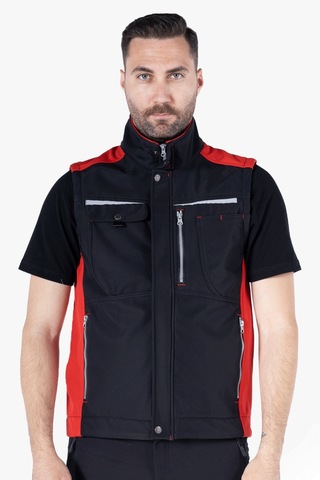 Softshell Yelek Siyah - Kırmızı