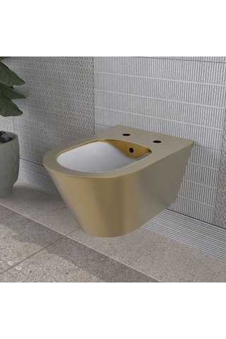 Lucco Asma Klozet İçi Beyaz Dışı Komple Altın