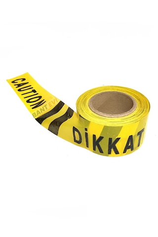 Dikkat Caution İkaz Bandı 50mt Emniyet Şeridi Siyah İkaz Şeridi Caution (Yapışkansız)