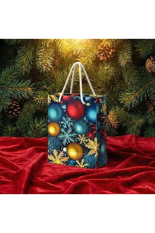 Eczane Hediyelik & Alışveriş Karton Çanta Körüklü Mutlu Yıllar 14 x 20 x 8 CM10 Adet