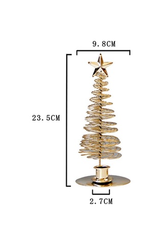 Suntek Çift Tekli Mum Bardaklı Metal Altın Yıldız Ağacı