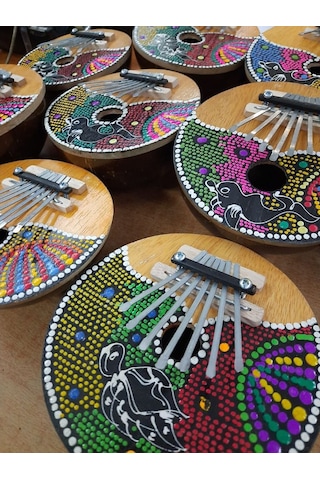 Hindistan Cevizinden El Yapımı Mini Parmak Piyano Kalimba 7 Nota