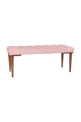Gazzini Classic Retro Gürgen Ayak Chester Model Kapitoneli Pembe Puf Bench - Ceviz Ayak