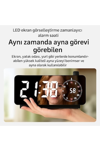 Aynalı Led Ekranlı Saat,elektronik Masaüstü Çalar Saat, Çift Dijital Çalar Saat, Başucu Ofisi Için Geri Sayıml Çok Renkli 21547610