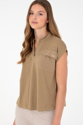U.S. Polo Assn. Kadın Haki Hakim Yaka Tişört 50281814-VR027