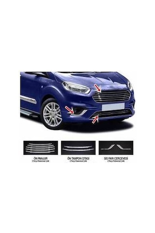 Ford Courier Krom Ön Panjur ve Sis Çerçevesi 9 Parça 2018 =2022
