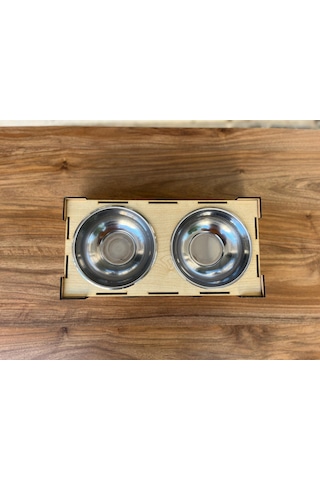 Kemik Tasarımlı Ahşap Evcil Hayvan Mama Kabı