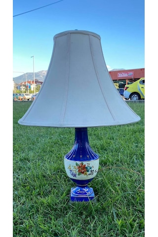 Çiçek Motifli Porselen Abajur 57 CM