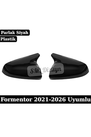 Cupra Formentor Uyumlu Batman Yarasa Ayna Kapağı Seti - Parlak Siyah Piano Black Plastik Vz Stil 2021-2026