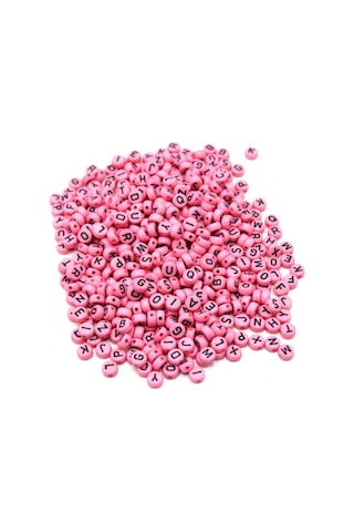 Harf Boncuk Elips Pembe 6 Mm 250 Gr