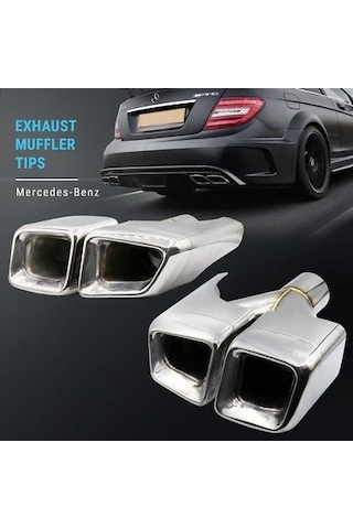 Autogp Mercedes W204 W213 C63 E63 Amg Egzoz Ucu Set Krom 4 Çıkış Kare