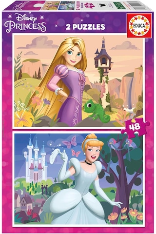Educa 4-6 Yaş 2x48 Parça Disney Prensesleri Puzzle - Kız Çocuk Karton Puzzle 1 Adet