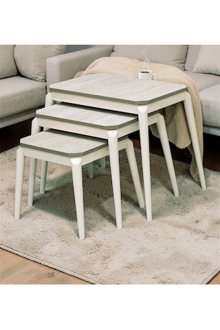 Msy Home Roma 3 Lü Pratik İç İçe Geçen Zigon,yan,orta Sehpa Mdf Modern Sehpa Takımı Bej