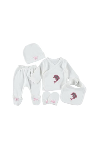 Taşlı Balık Pamuklu Kumaş Kız/erkek Bebek Zıbın Seti Kutulu Pembe