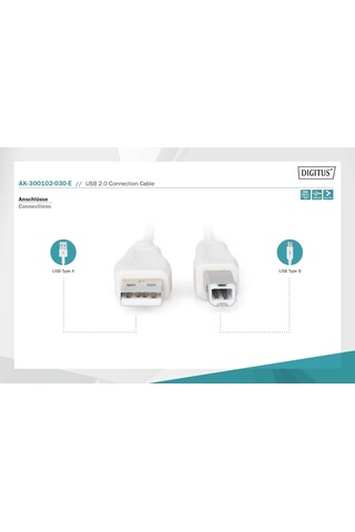 Ak-300102-030-e 3m Usb2.0 Type-a To Type-b Kablo Beyaz Standart