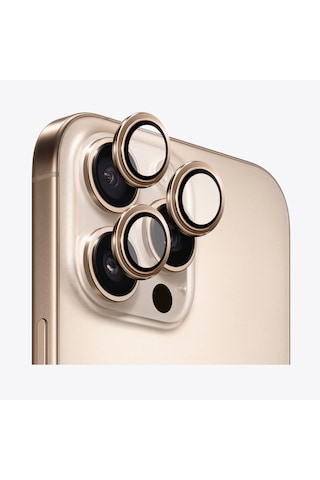 Safeus Safir Temperli Kamera Lens Koruyucu Apple Uyumlu iPhone 16 Pro Max İle Çöl Titanyum