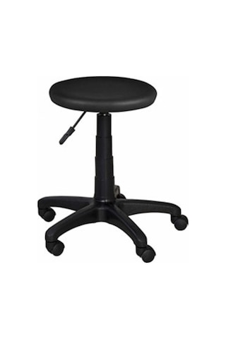 Ofiscombin Dönebilir Döner Tekerlekli Bar Eczane Laboratuvar Medikal Kuaför Taburesi Sandalye Siyah Deri 00047499841