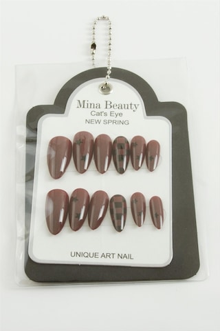 Techmrt Desenli Mina Beauty Kedi Gözü Takma Tırnak-bordo