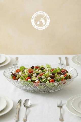 Selen Concept İnci Model El Yapımı Cam Gondol Salata Kasesi Meyvelik Ve Sunumluk Şeffaf