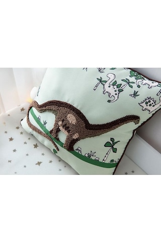 Punch İşlemeli Bebek Çocuk Odası Tekli Dekoratif Özel Tasarım Kırlent 35x35 Cm İç Dolgulu Yeşil