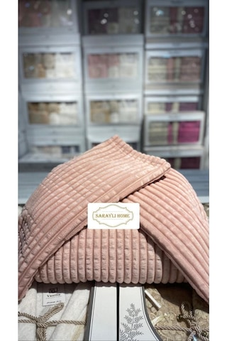 Saraylı Home Merinos Modern Line Yatak Örtüsü Pembe