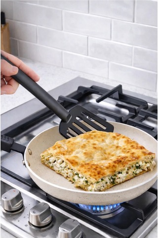 Yanmaz Yapışmaz Yüksek Isıya Dayanıklı Teflon Spatula - Servis Spatulası Siyah