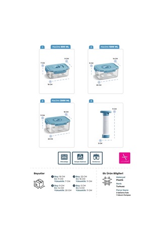 Seoul Taze Ürün Saklama Kabı 3'lü Set Çok Renkli