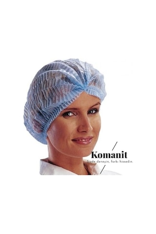 Komanit Tekstil Tek Kullanımlık Mavi Akordeon Bone 50 x 45 CM 100'lü