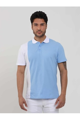 Dufy Mavi Erkek Slim Fit Desenli Polo Yaka Tshirt - 105279-mavi Mavi