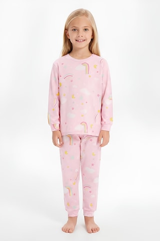 Modanino %100 Pamuk Ve Baskılı Kız Çocuk Pijama Takımı 3-8 Yaş 12740ıs Pembe
