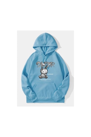 Altamira Tavşan Baskılı Oversize Kapüşonlu Sweatshirt 001