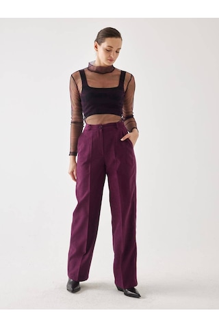 Süet Bordo Bol Paça Pantolon 001