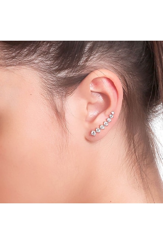 Kuyumcudukkani Sıra Taşlı Yeni Trend"ear Cuff"küpe-30066-w-w Beyaz