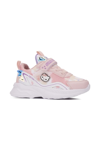 Günlük Kız Çocuk Sneaker Lastik Bağcıklı Hologram Cırtlı Hafif Hello Kitty Nefes Alabilen Ayakkabı 2014 Pudra Beyaz