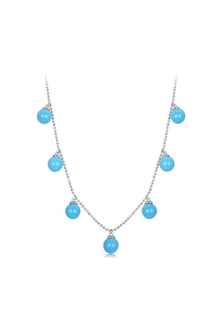 S925 Ayar Gümüş Mavi Turkuaz Çift Aşınma Klavikula Kolye Bsn405 Çok Renkli