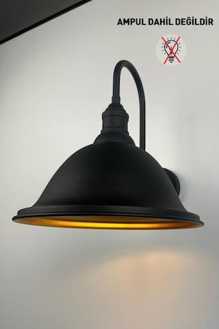 Zupra Siyah Renk Aplik Tekli Duvar Lambası Salon Koridor Restoran Dekoratif Aplikleri Siyah