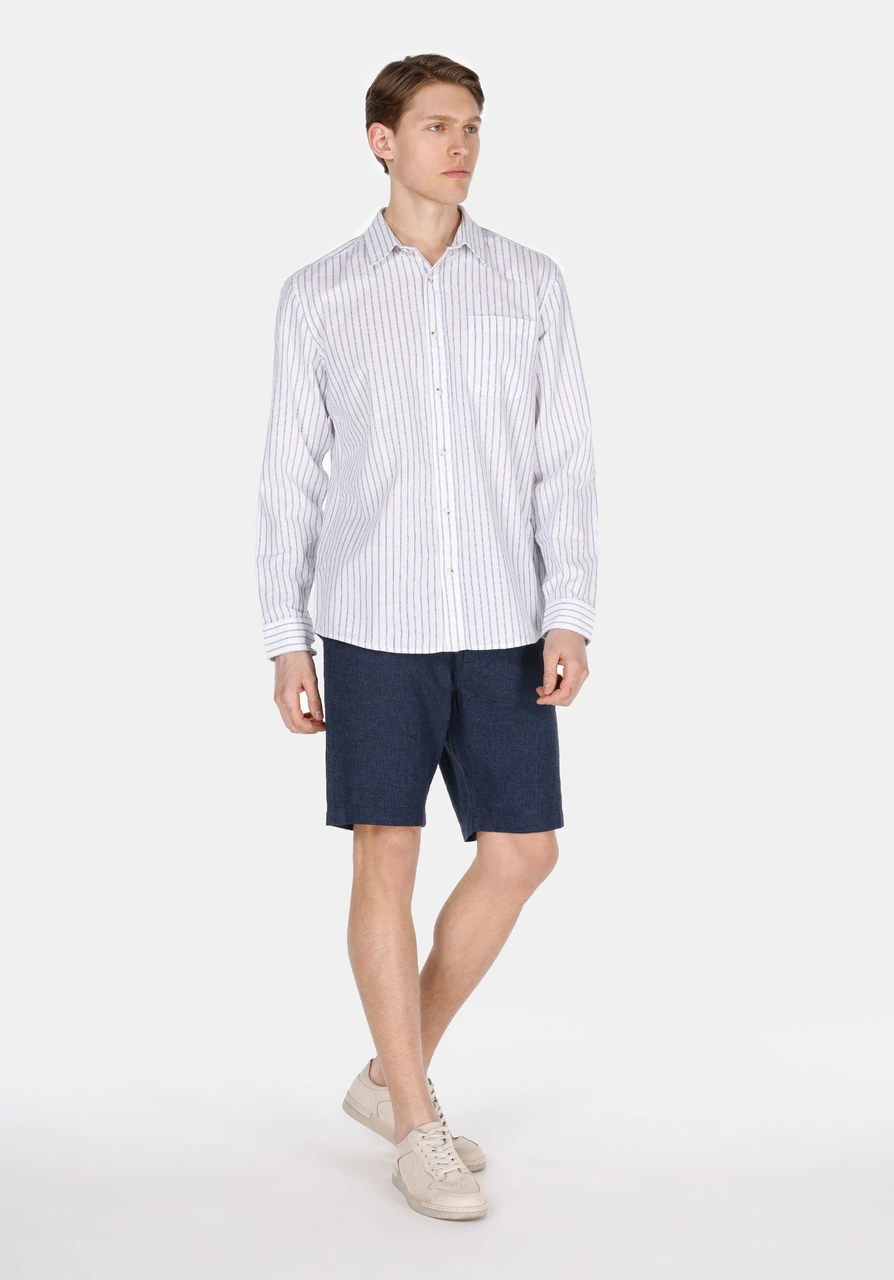 Colin's Colins Regular Fit Shirt Neck Çizgili Erkek Lacivert Uzun Kol Gömlek Cl1074495 Q1.v1 Nys Navy Striped
