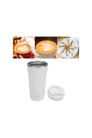 Hangfox Usb Şarjlı Otomatik Çevirici Cam, Paslanmaz Çelik, 400ml, Su Geçirmez, Kahve/çay/protein İçeceği Karıştırıcı, Taşınabilir, Beyaz Beyaz